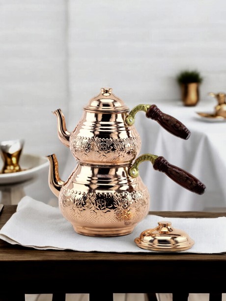 Bakır Çaydanlık - Büyük Boy- 4-8 Kişilik