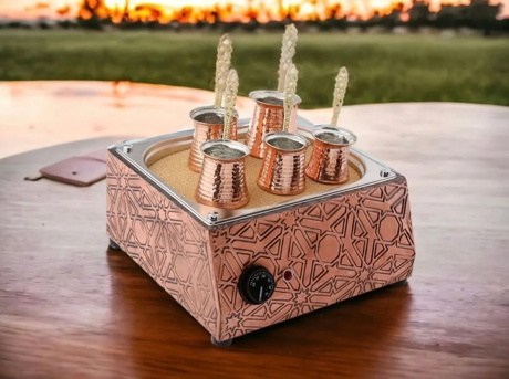 Geleneksel Türk Kumda Kahve Makinası - Ev Tipi Kumda Kahve Makinası -Bakır Kumda Kahve Makinası